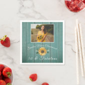 50 en Fabulous | Zonnebloem Groene verjaardag Servet (Insitu)