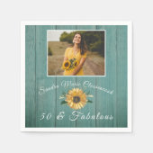 50 en Fabulous | Zonnebloem Groene verjaardag Servet (Voorkant)