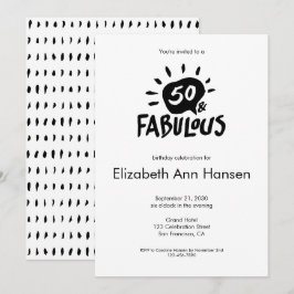 50 en Fabulous Zwart 50ste Verjaardag uitnodiging