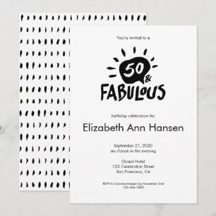 50 en Fabulous Zwart 50ste Verjaardag uitnodiging