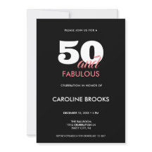 50 en Fabulous Zwart 50ste Verjaardag uitnodiging