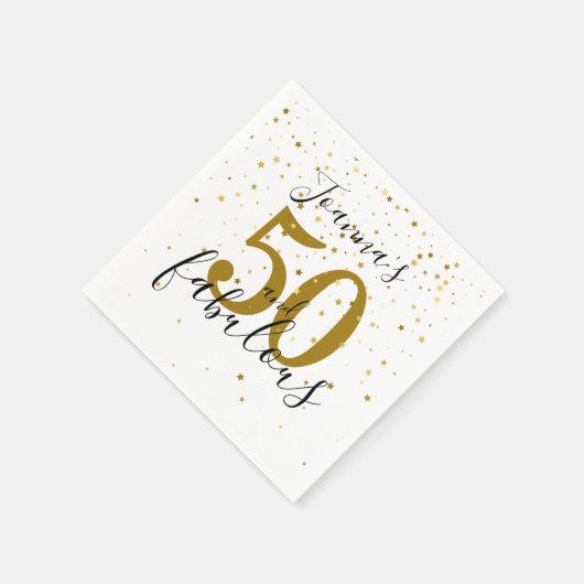 50 en Fabulous Zwart en Goud 50e Verjaardag Servet (Hoek)