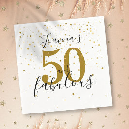 50 en Fabulous Zwart en Goud 50ste Verjaardag Servet