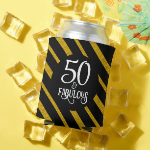 50 en Fabulous Zwart en Goud Blikjeskoeler