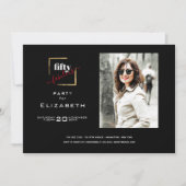 50 en Fabulous Zwart en Goud Foto Kaart (Voorkant)