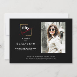 50 en Fabulous Zwart en Goud Foto Kaart