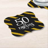 50 en Fabulous Zwart en Goud Kartonnen Onderzetters (Gekanteld)