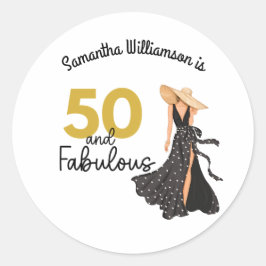 50 en Fabulous Zwart en Goud Naam Sticker