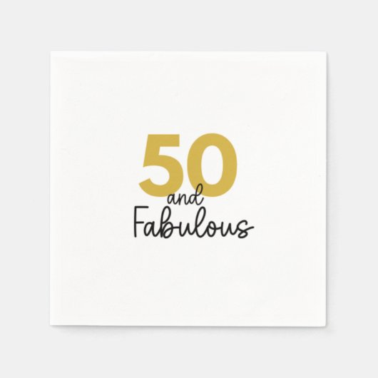 50 en Fabulous Zwart en Goud Papier servet (Voorkant)