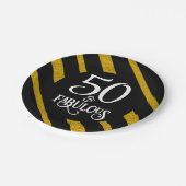 50 en Fabulous Zwart en Goud Papieren Bordje (Gekanteld)