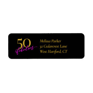 50 en Fabulous zwart en goud retouradres Etiket