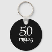 50 en Fabulous Zwart en Goud Sleutelhanger (Voorkant)