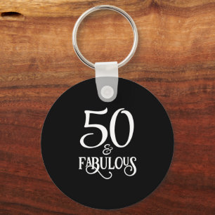 50 en Fabulous Zwart en Goud Sleutelhanger