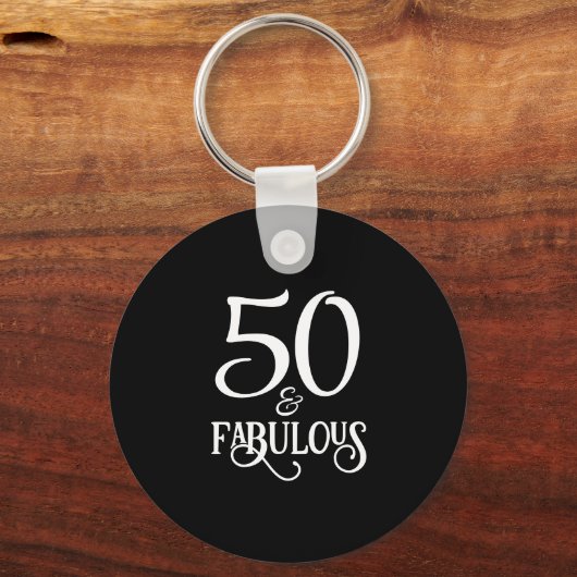 50 en Fabulous Zwart en Goud Sleutelhanger (Voorkant)