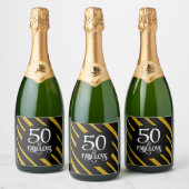 50 en Fabulous Zwart en Goud Sparkling Wijnetiket (Flessen)