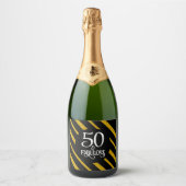 50 en Fabulous Zwart en Goud Sparkling Wijnetiket (Voorkant)