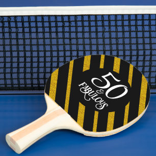 50 en Fabulous Zwart en Goud Tafeltennisbatje