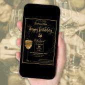 50 en Fabulous Zwart en Goud Verjaardagsfeest Kaart