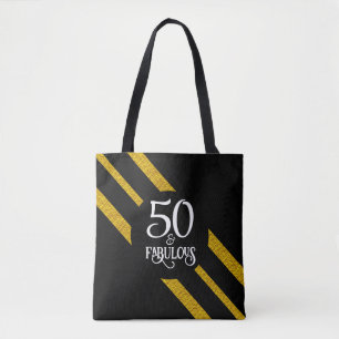 50 en Fabulous Zwart en Gouden Canvas tas