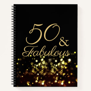 50 en Fabulous Zwart en Gouden Verjaardag Notitieboek