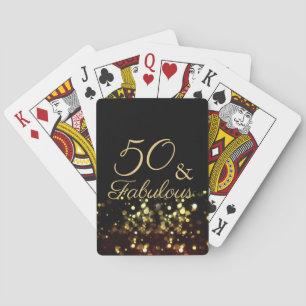 50 en Fabulous Zwart en Gouden Verjaardag Pokerkaarten