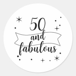 50 en Fabulous Zwart en Wit Verjaardag Ronde Sticker