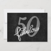 50 en Fabulous | Zwart en zilvergrijs Grunge Kaart (Voorkant)
