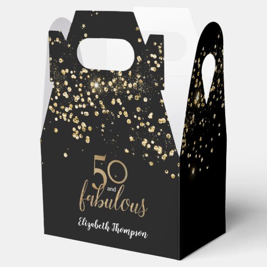 50 en fabulous Zwart goud confetti 50e verjaardag Bedankdoosjes (Geopend)