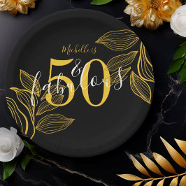 50 en Fabulous Zwart & Goud Modern  Papieren Bord