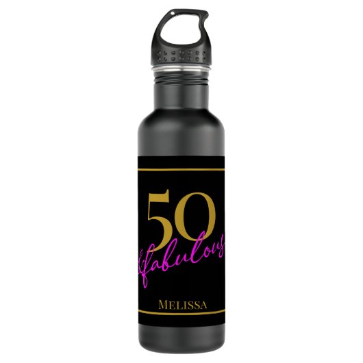 50 en Fabulous Zwart Goud Roze  Waterfles (Voorkant)