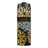 50 en Fabulous Zwart Goud Zilver Dahlia Patroon Thermosbeker (Voorkant)