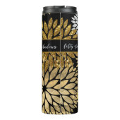 50 en Fabulous Zwart Goud Zilver Dahlia Patroon Thermosbeker (Achterkant)