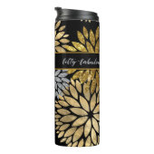 50 en Fabulous Zwart Goud Zilver Dahlia Patroon Thermosbeker (Geroteerd rechts)