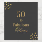 50 en Fabulous Zwart Gouden Verjaardagsfeest Wijn Etiket (Enkel label)