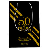50 en Fabulous Zwart met faux Gold Medium Cadeauzakje (Voorkant)