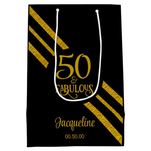50 en Fabulous Zwart met faux Gold Medium Cadeauzakje (Achterkant)