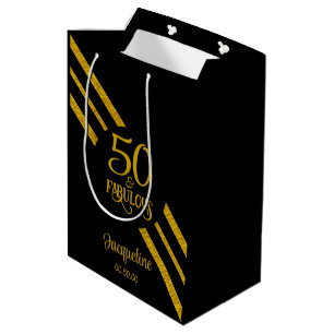 50 en Fabulous Zwart met faux Gold Medium Cadeauzakje