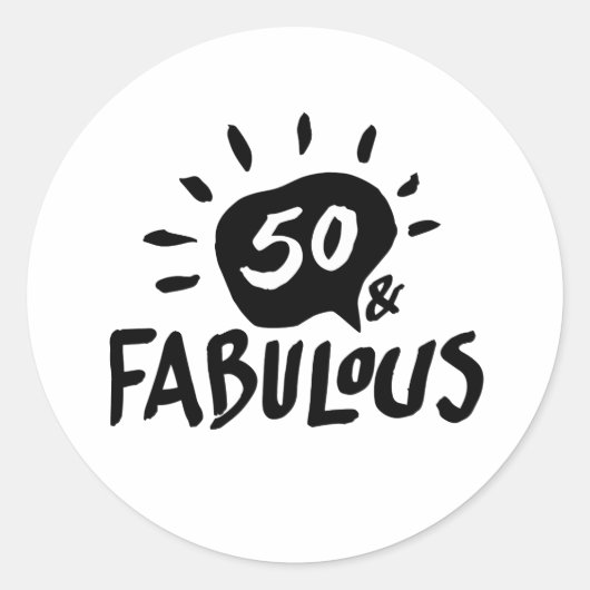 50 en Fabulous Zwart/Wit 50ste Verjaardag Sticker (Voorkant)