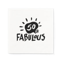 50 en Fabulous Zwart/Wit 50ste Verjaardags Servet