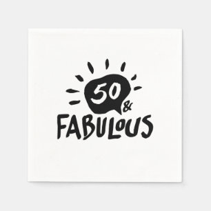 50 en Fabulous Zwart/Wit 50ste Verjaardags Servet