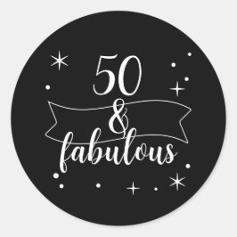 50 en Fabulous Zwart Wit Design Ronde Sticker