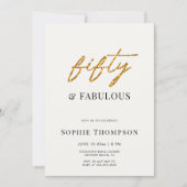 50 en Fabulous Zwart Wit Goud Moderne Verjaardag Kaart (Voorkant)