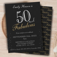 50 en Fabulous Zwarte Elegante Script Verjaardag
