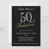 50 en Fabulous Zwarte Elegante Script Verjaardag Kaart (Voorkant)