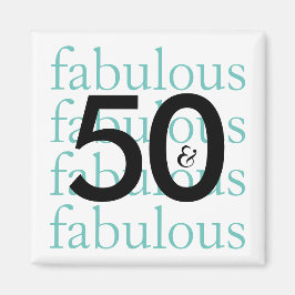50 en Fabulous | Zwarte, witte, Blauwgroen typogra Magneet