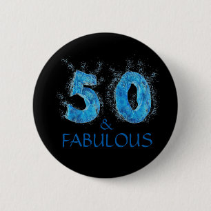 50 en Fabulous Zwemwater Zwemmen 50ste Verjaardag Ronde Button 5,7 Cm