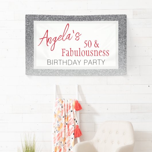 50 en Fabulousness Script 50ste Verjaardag Spandoek (Insitu)