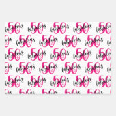 50 en fantastisch 50ste verjaardag roze zwart inpakpapier vel (Voorkant)