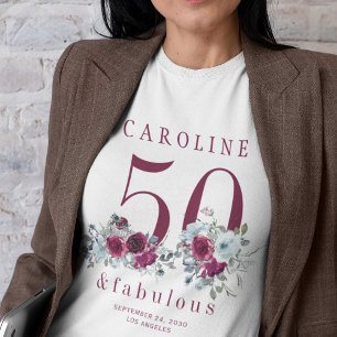 50 en fantastisch chic bloemige 50ste verjaardagsf t-shirt