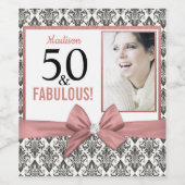 50 en fantastisch damask en boog verjaardagsfeestj wijn etiket (Enkel label)